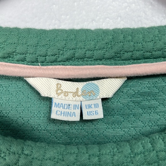 Boden Green Textured Quilted Long Sleeve Sweatshirt Top 6 - Picture 2 of 6
